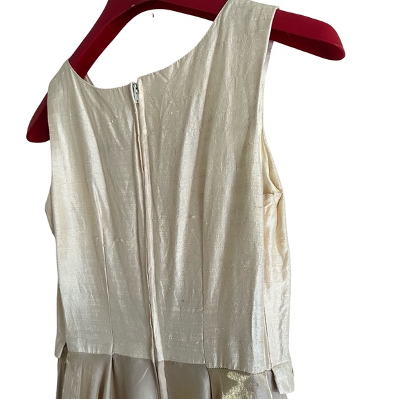 Vtg Gloria 100% Silk Gold Sleeveless A-Line Tool Maxi Dress Sz Small - Picture 13 of 16